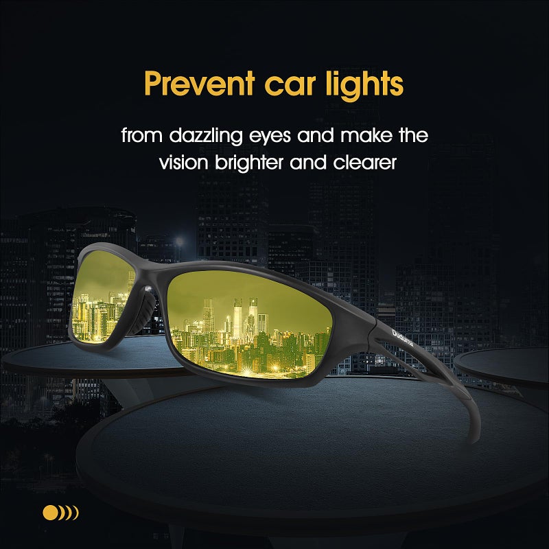 Duduma Polarized Sports Sunglasses for Men Women Running Cycling Fishing Golf Driving Shades Sun Glasses Tr90(black matte frame with yellow lens) - Image 2